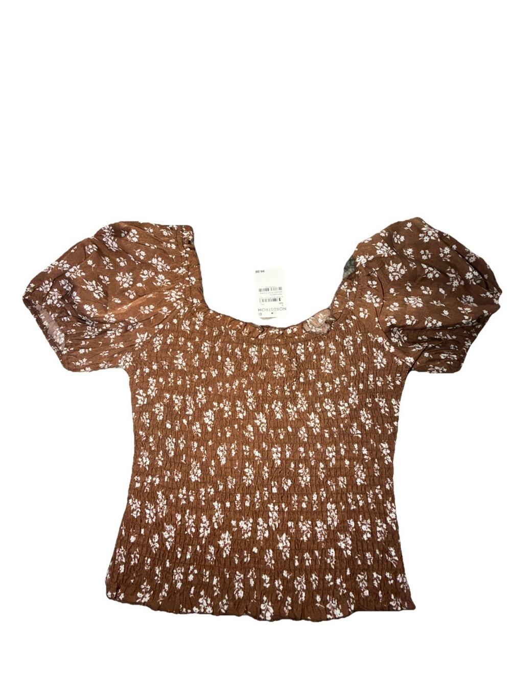 NWT PETAL + PUP Zola Smocked Shirt SMALL BROWN FLORAL (AI17)